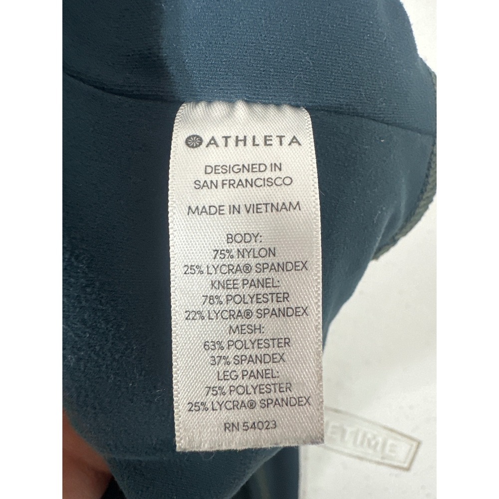 Athleta  Salutation Leggings Teal Green White Colorblock Mesh Performance  XS - Picture 7 of 8
